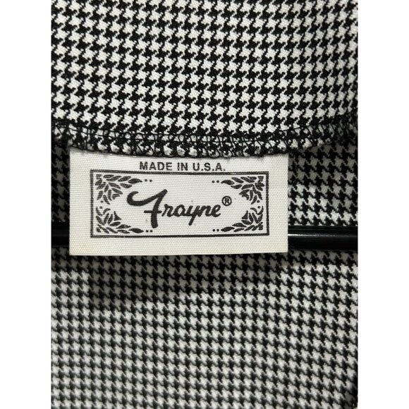Vintage Troyne Houndstooth Pattern Blazer Black White Single Button Size Medium - Picture 5 of 8
